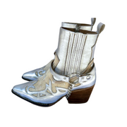 Silver cow boots