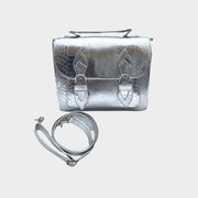Vegan leather silver bag