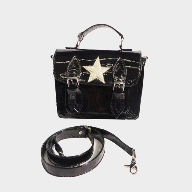 Black charol Mini  leather bag