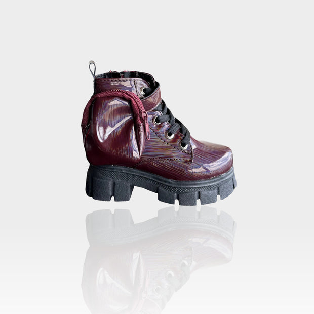 Mini boots in  burgundy multicolor