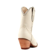 White embroidered leather boots