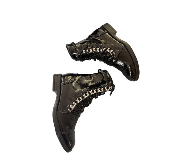 Charol chain black booties