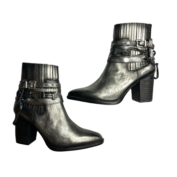Metalic washed silver booties