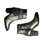 Metalic washed silver booties