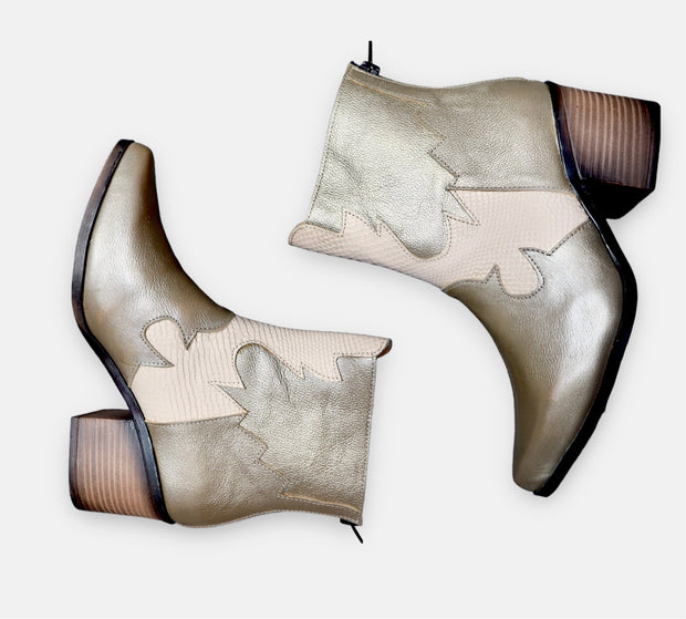 Triple leather golden booties